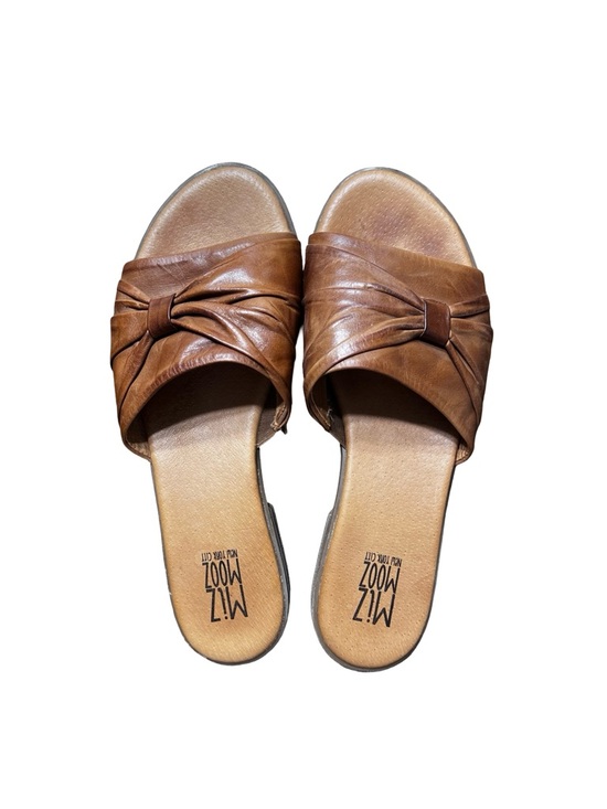 Miz Mooz Shoes - Miz Mooz Brown Knot-Front Leather Slide Mules